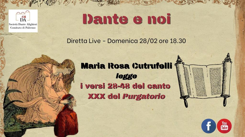 Su facebook la lettura di Maria Rosa Cutrufelli dei versi 28-48 del canto XXX del Purgatorio